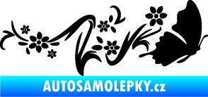 Samolepka Květina dekor 028 pravá s motýlkem černá