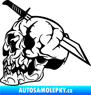 Samolepka Lebka 031 levá probodnutá nožem černá