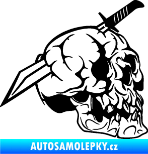 Samolepka Lebka 031 pravá probodnutá nožem černá