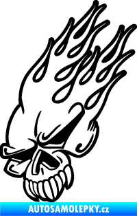 Samolepka Lebka 041 levá v plamenech černá