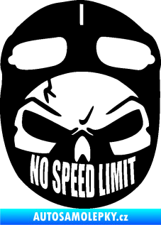Samolepka Lebka 043 motorkář černá