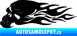 Samolepka Lebka 050 levá v plamenech černá