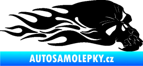 Samolepka Lebka 050 pravá v plamenech černá