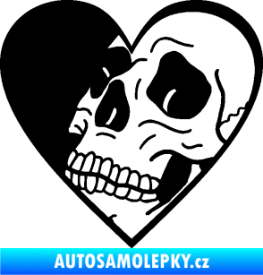 Samolepka Lebka 062 levá v srdíčku černá