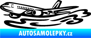 Samolepka Letadlo 026 levá v oblacích černá