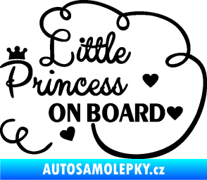 Samolepka Little princess on board nápis černá