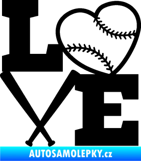 Samolepka Love baseball černá
