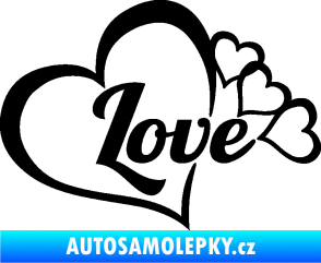 Samolepka Love nápis se srdíčky černá