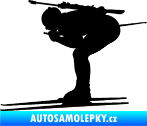 Samolepka Lyžař 028 levá - biatlon černá