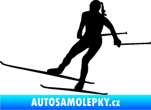 Samolepka Lyžařka 001 levá běh na lyžích černá