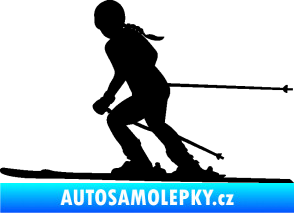 Samolepka Lyžařka 002 levá sjezd černá