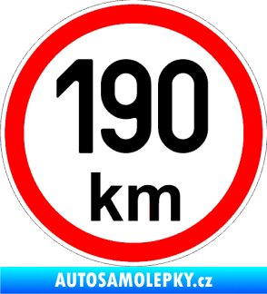 Samolepka Maximální rychlost 190km - nejvyšší konstrukční rychlost černá