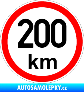 Samolepka Maximální rychlost 200km - nejvyšší konstrukční rychlost černá