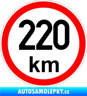 Samolepka Maximální rychlost 220km - nejvyšší konstrukční rychlost černá