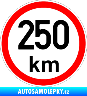 Samolepka Maximální rychlost 250km - nejvyšší konstrukční rychlost černá