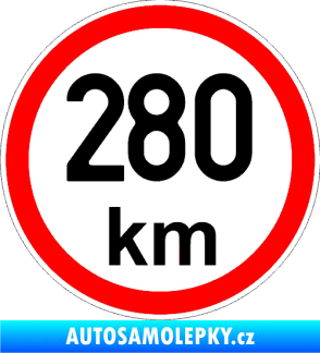 Samolepka Maximální rychlost 280km - nejvyšší konstrukční rychlost černá