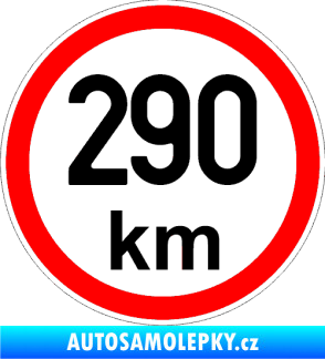 Samolepka Maximální rychlost 290km - nejvyšší konstrukční rychlost černá