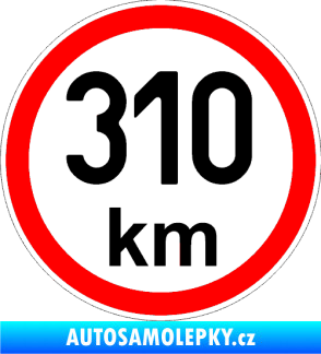 Samolepka Maximální rychlost 310km - nejvyšší konstrukční rychlost černá