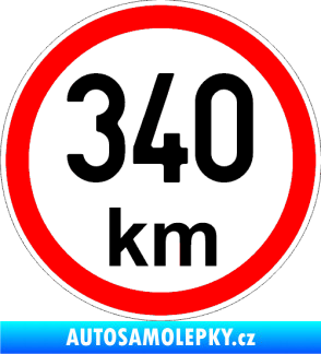 Samolepka Maximální rychlost 340km - nejvyšší konstrukční rychlost černá