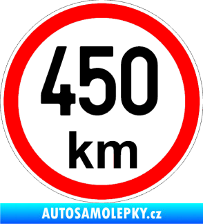 Samolepka Maximální rychlost 450km - nejvyšší konstrukční rychlost černá
