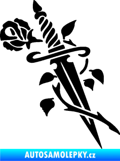 Samolepka Meč s růží pravá černá