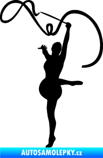 Samolepka Moderní gymnastika 003 levá gymnastka se stuhou černá