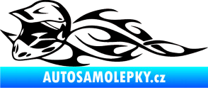 Samolepka Motorka 011 levá helma na motokros v plamenech černá