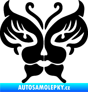 Samolepka Motýl 016 kočičí obličej černá