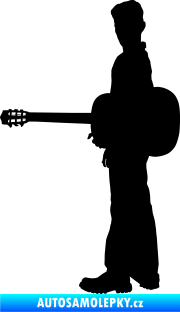 Samolepka Music 003 levá hráč na kytaru černá