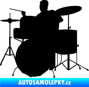 Samolepka Music 011 levá hráč na bicí černá