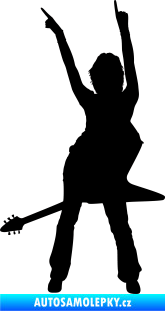 Samolepka Music 016 levá rockerka s kytarou černá