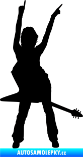 Samolepka Music 016 pravá rockerka s kytarou černá