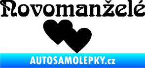 Samolepka Novomanželé 001 nápis se srdíčky černá