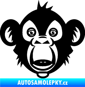 Samolepka Opice 003  hlava šimpanze černá