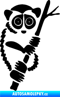 Samolepka Opice 004 pravá lemur na stromě černá