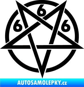 Samolepka Pentagram 666 černá