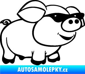 Samolepka Prase 006 pravá frajer v brýlích černá