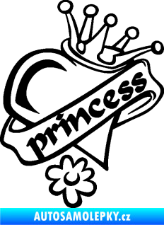 Samolepka Princess nápis v srdíčku černá