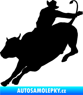 Samolepka Rodeo 001 levá  kovboj s býkem černá