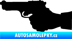 Samolepka Ruka s pistolí 001 levá ruce vzhůru černá