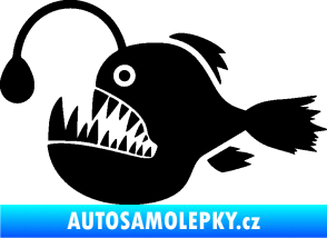 Samolepka Ryba 022 levá mořský ďas s lampičkou černá
