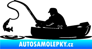 Samolepka Rybář 017 levá rybolov v lodičce černá