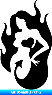 Samolepka Sexy žena 004 levá s ďáblem v těle černá
