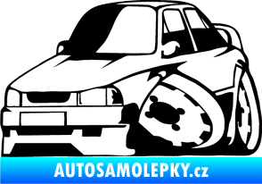 Samolepka Škoda 130 karikatura levá černá