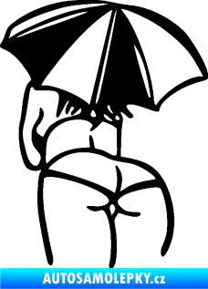 Samolepka Slečna s deštníkem levá černá