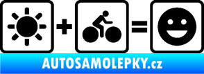 Samolepka Slunce + kolo = veselý smajlík vyjížďka na kole černá