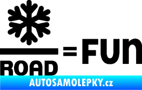 Samolepka Snow road fun nápis s vločkou černá