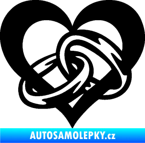 Samolepka Snubní prstýnky v srdíčku levá černá