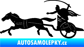 Samolepka Sparťanský bojovník 001 levá bojový vůz s koněm černá
