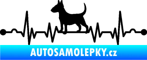 Samolepka Srdeční tep 008 levá pes bulteriér černá